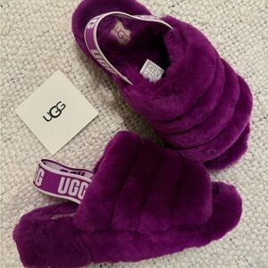 UGG Purple Fluffy Sandals USA 7
